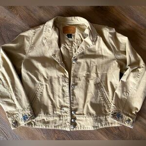 ☘️Lauren Ralph Lauren Great Plains floral embroidered denim jacket, size large